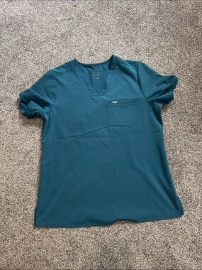 Lago Teal V-Neck Short Sleeve Scrub Top for Women in M